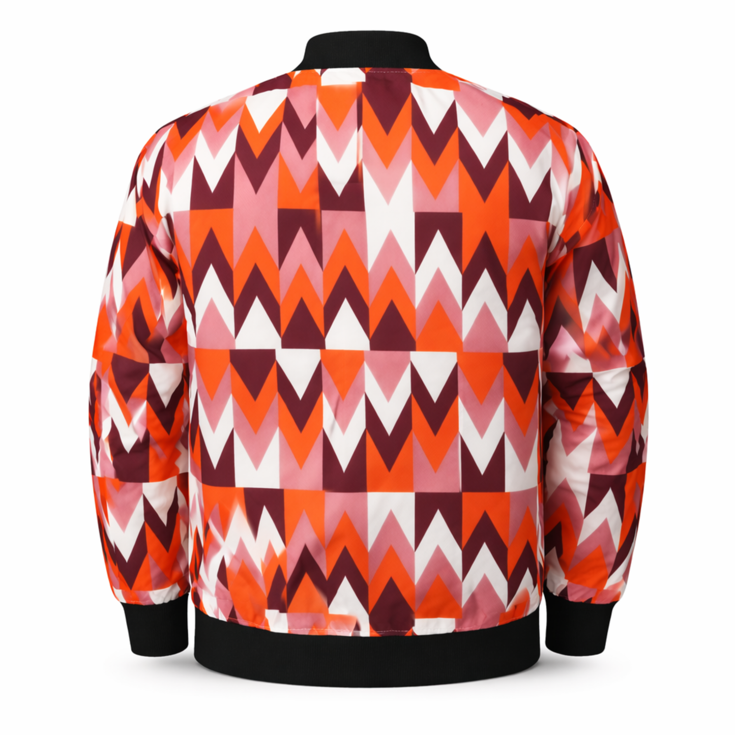 Unisex Red Geometric Ankara Bomber Jacket