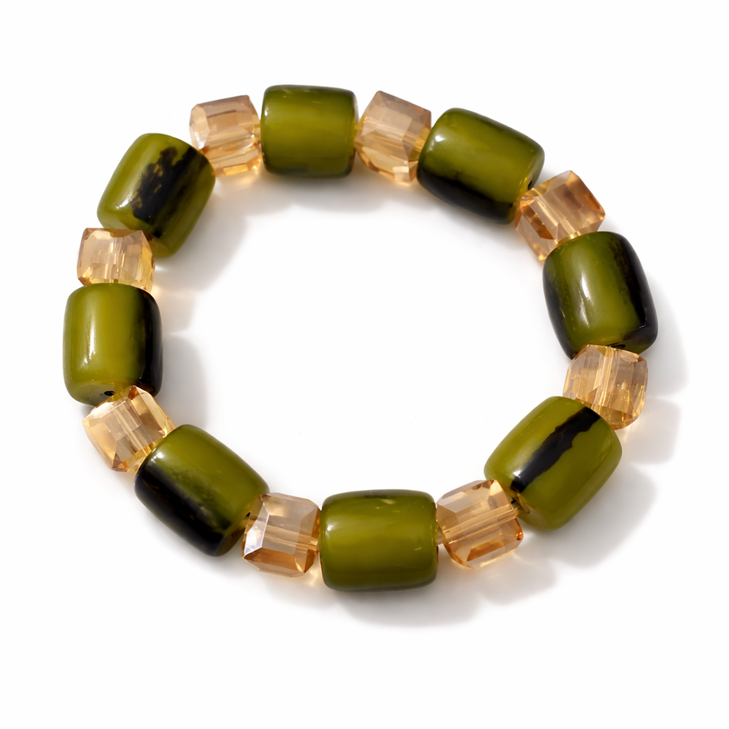 Olive Green African Beaded Bracelet – Women’s 6 Inch Stretch Bracelet