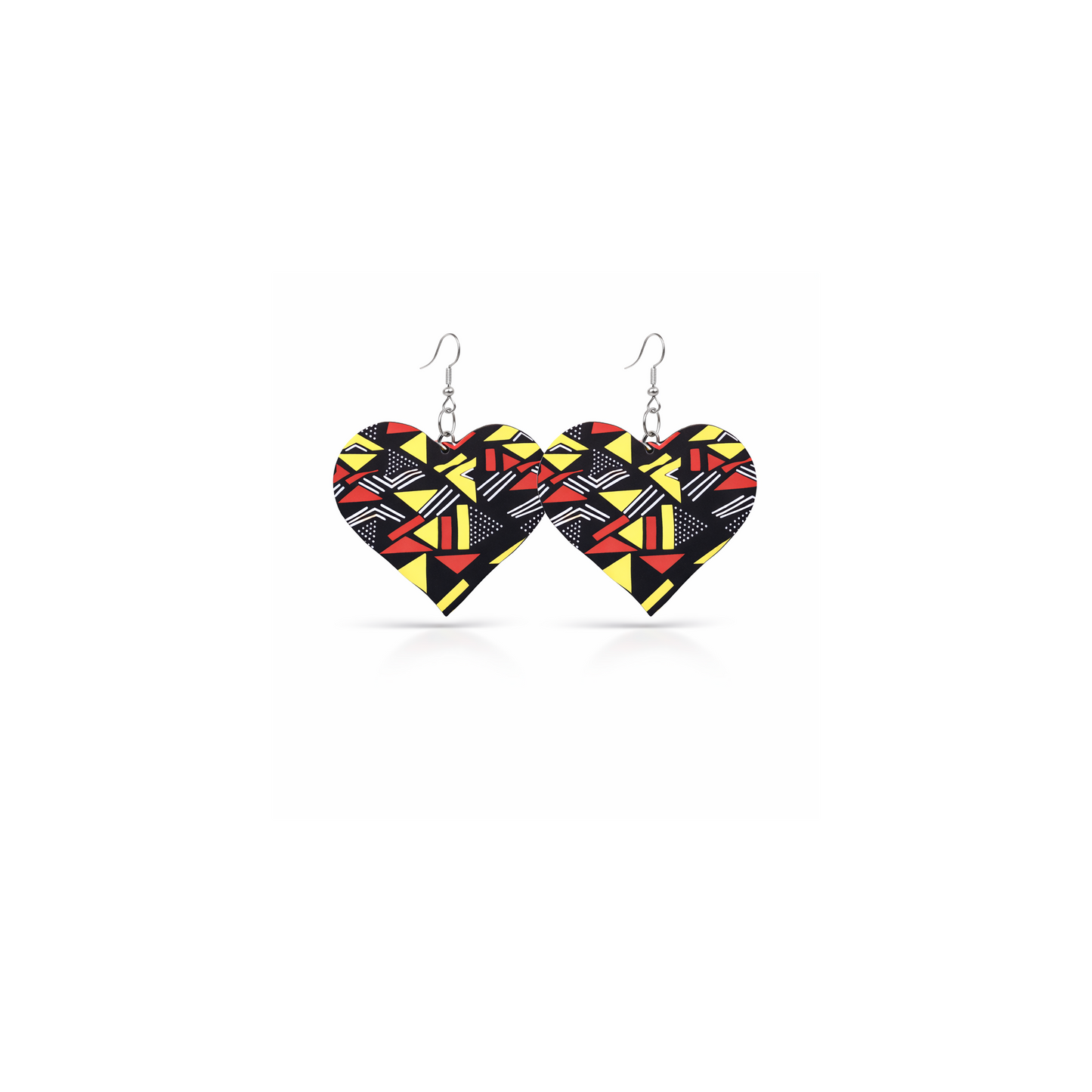African Print Heart Earrings