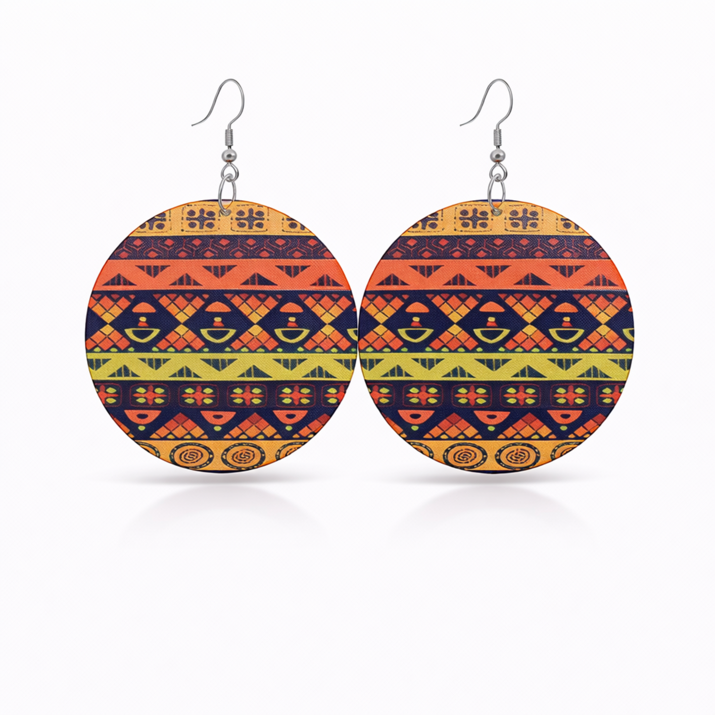 African Tribal Pattern Circle Earrings