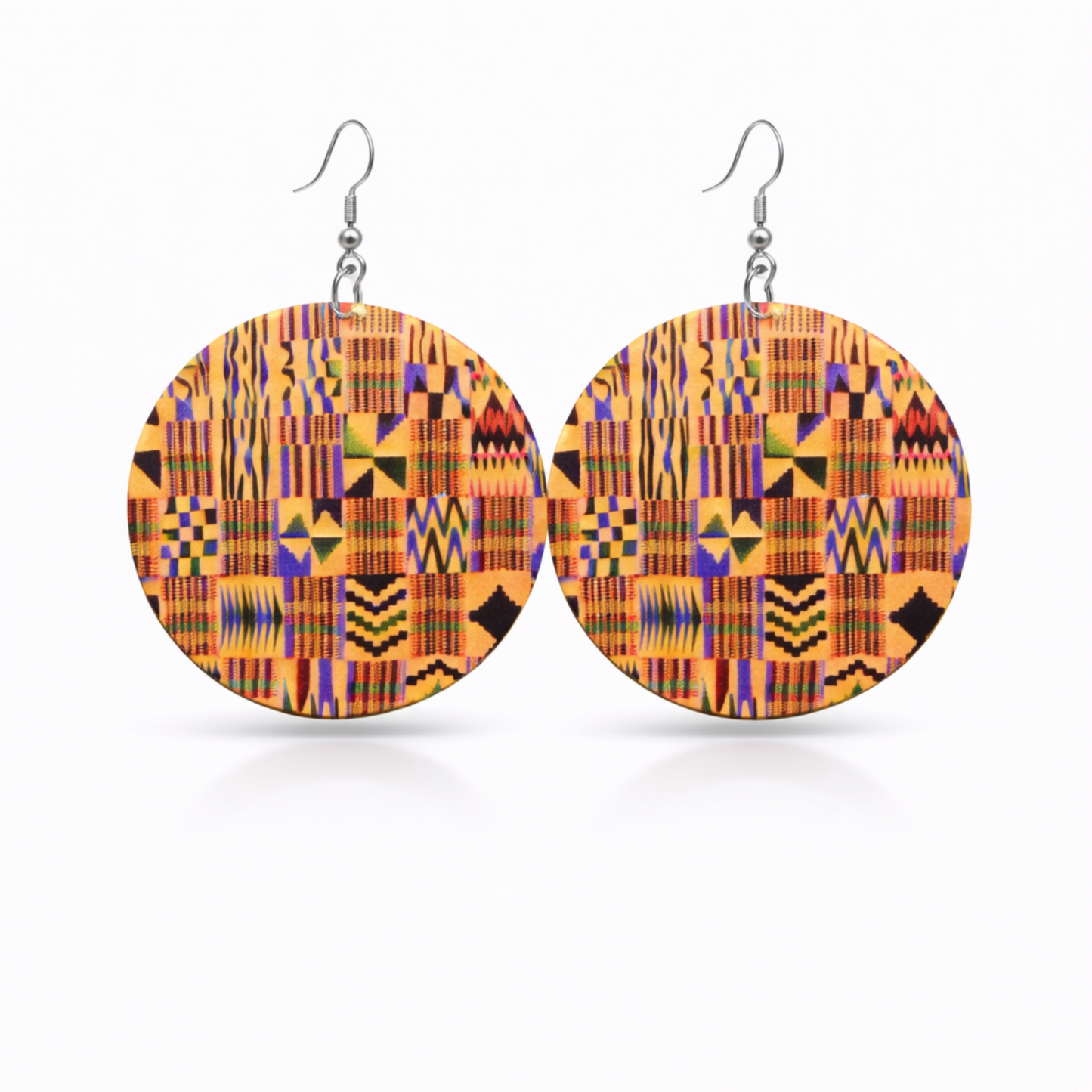 Kente Patchwork Circle Earrings