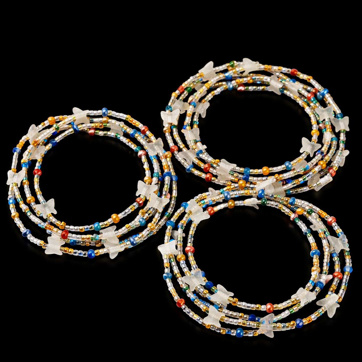 Handmade 3-Strand African Waist Beads – Adjustable Fit | 44 Inches Each