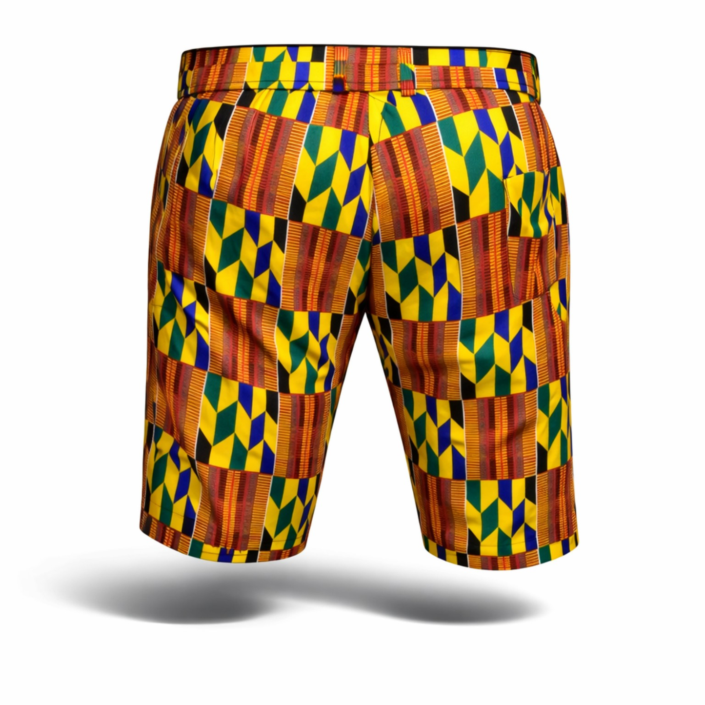 Men’s Kente Ankara Tailored Shorts – Gold Heritage Edition
