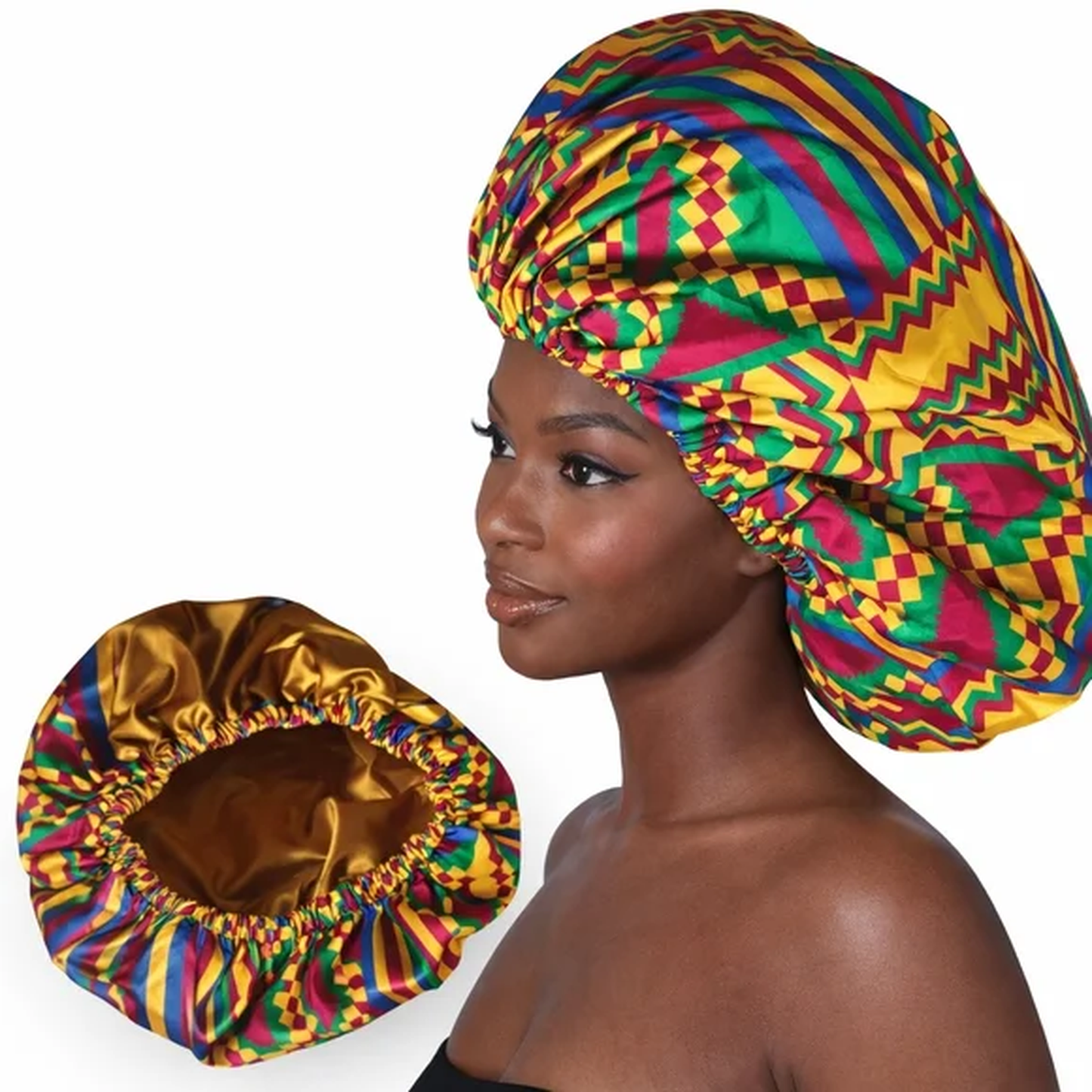 African Kente Stretch Satin Bonnet