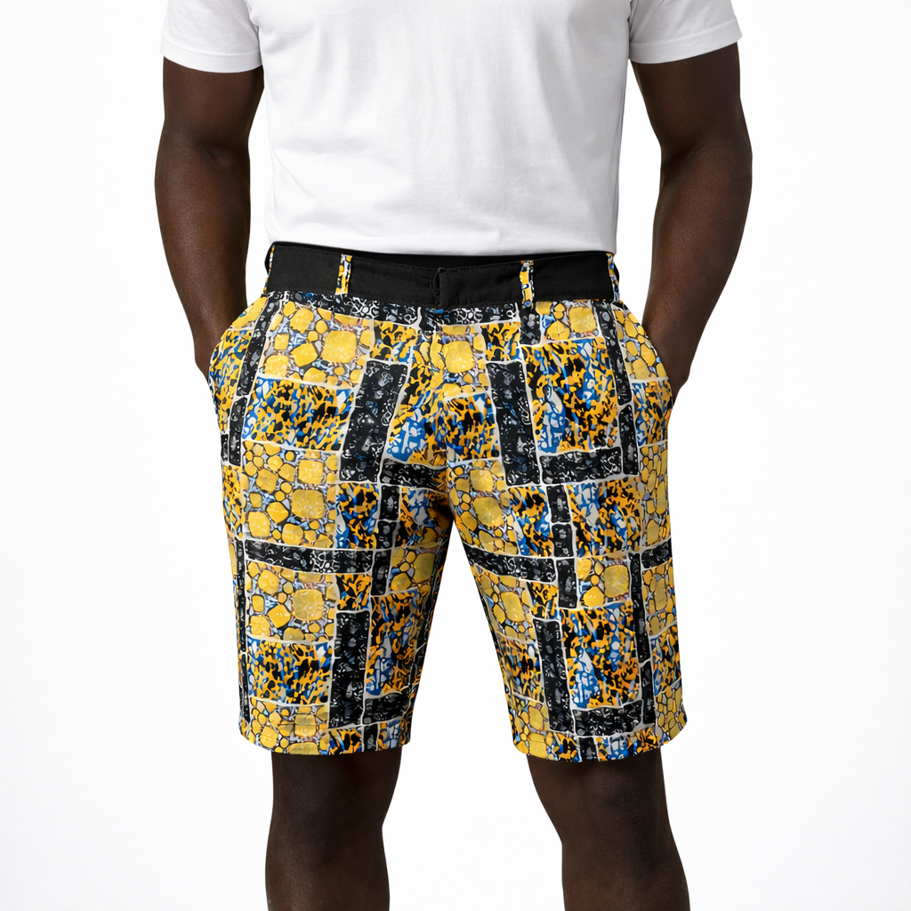 Shorts patchwork Ankara audacieux pour hommes