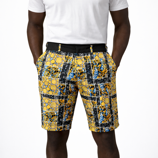 Men’s Bold Ankara Patchwork Shorts