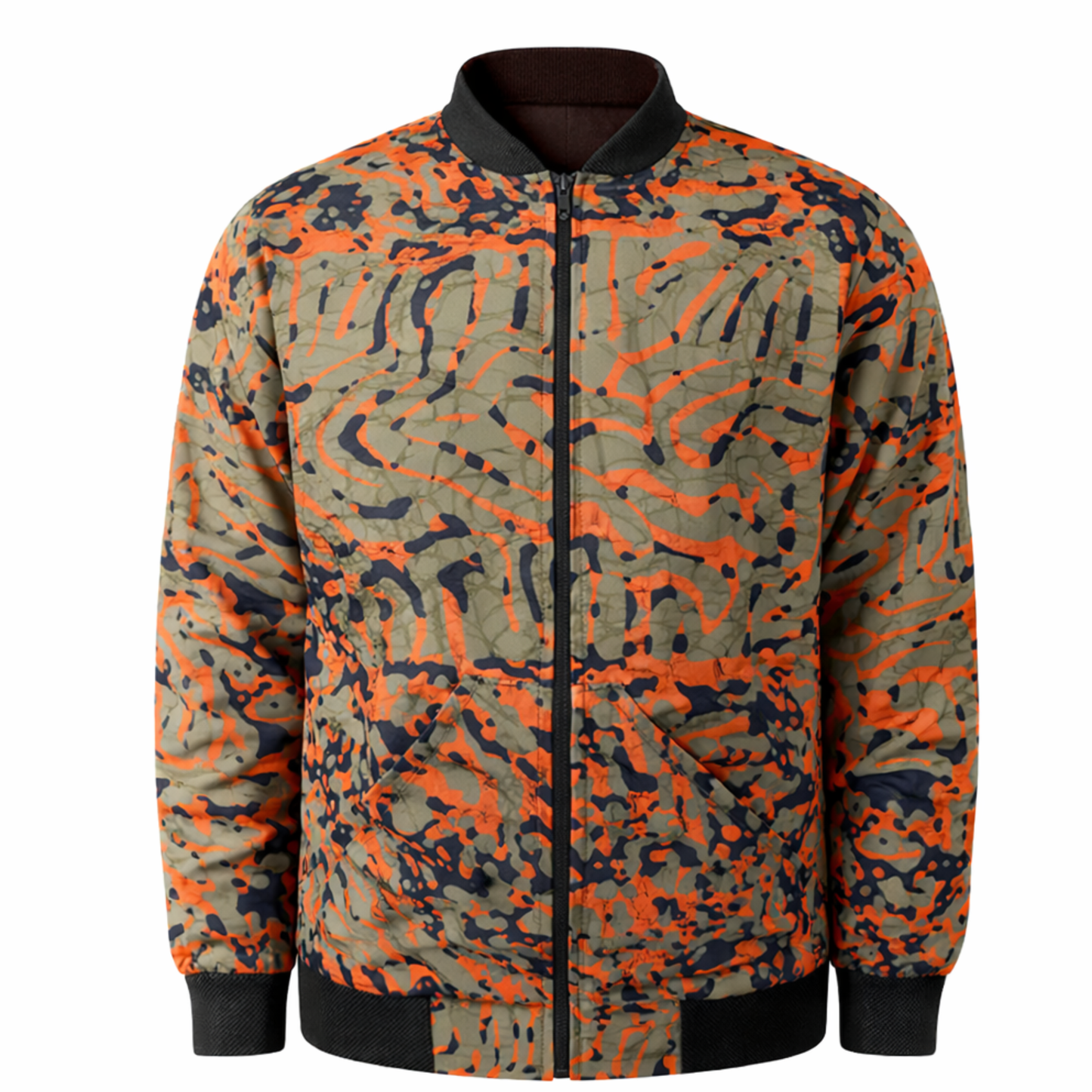 Unisex Orange Camo Ankara Bomber Jacket