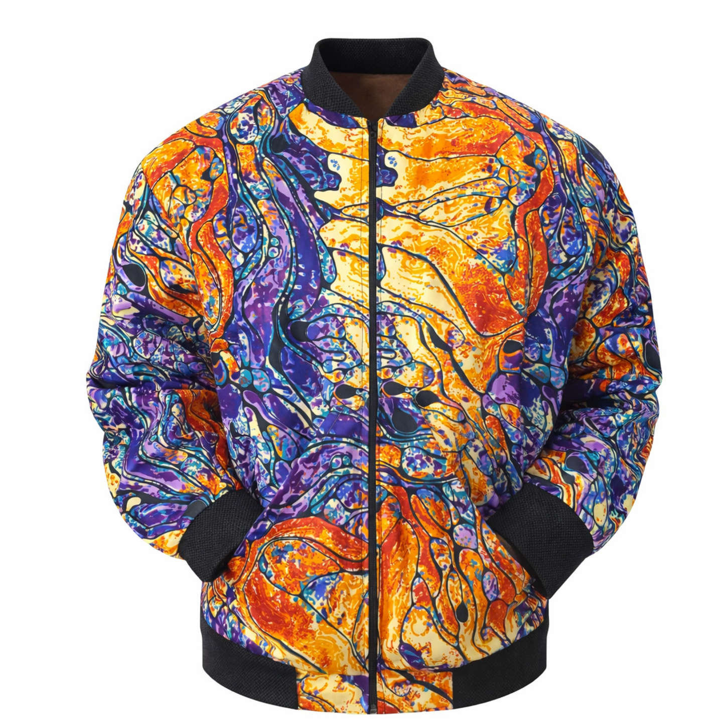 Unisex Multicolor Abstract Print Bomber Jacket