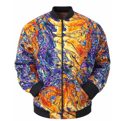 Unisex Multicolor Abstract Print Bomber Jacket