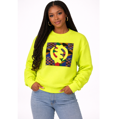 Sweat-shirt Néon Kente Gye Nyame – Unisexe