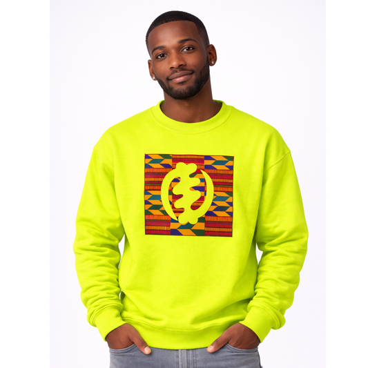 Neon Kente Gye Nyame Heritage Sweatshirt – Unisex
