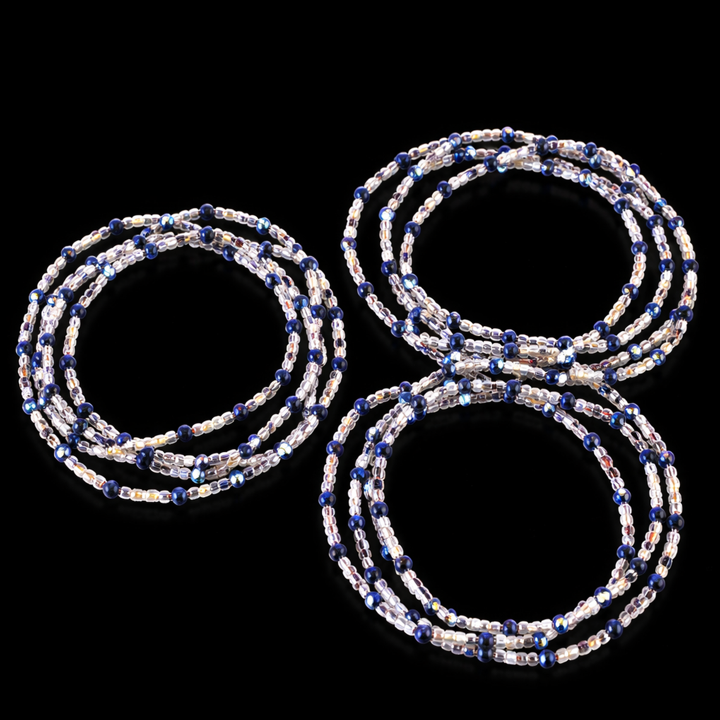 3-Strand African Waist Beads – Adjustable | 41 Inches Each
