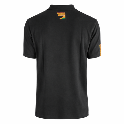 Black Kente Panel Polo Shirt – Men’s African Print Design