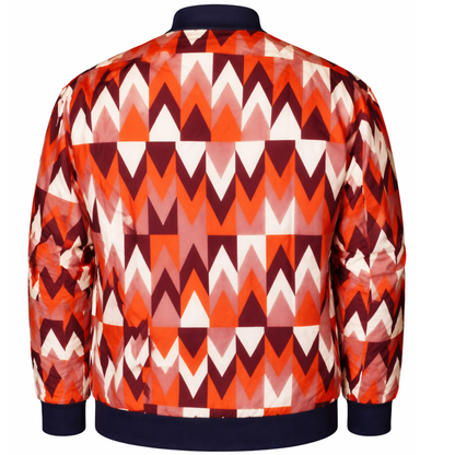 Unisex Orange & Burgundy Ankara Print Bomber Jacket
