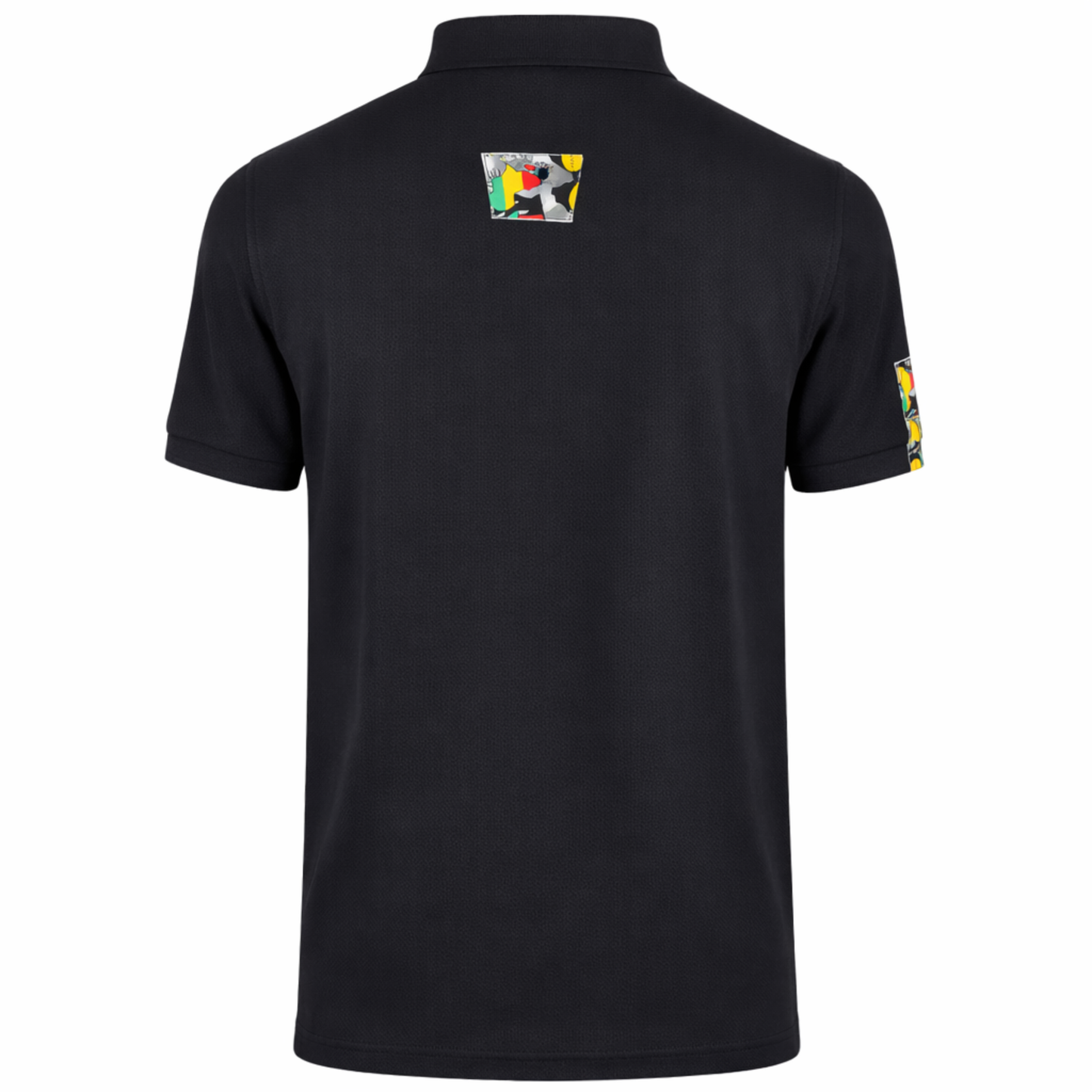 Men’s Black Heritage Print Polo Shirt — African Village Diagonal Design