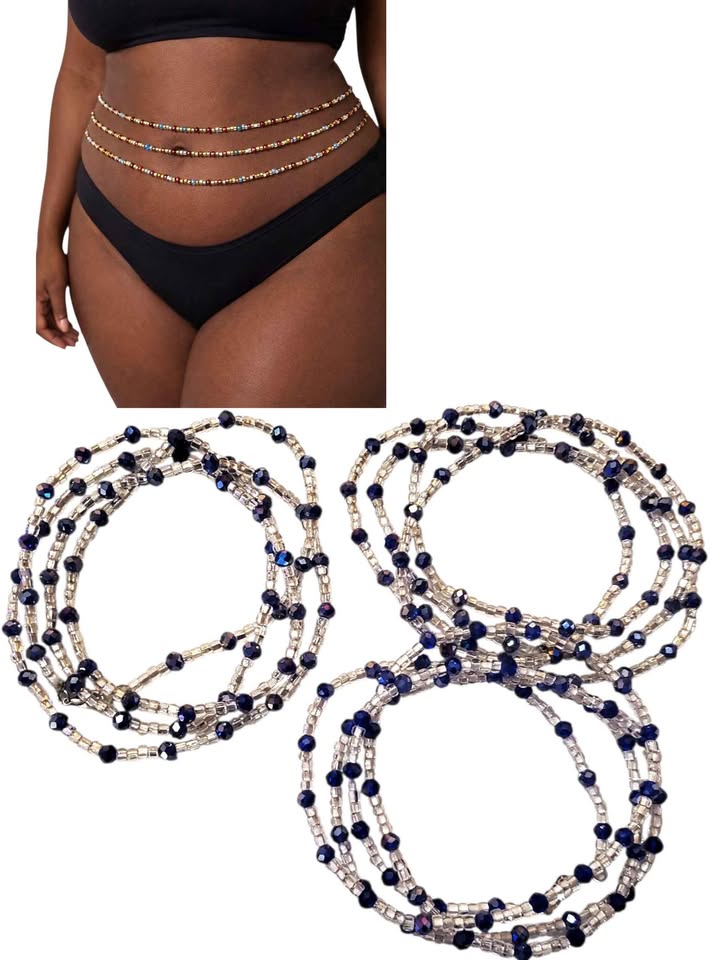 3-Strand African Waist Beads – Adjustable | 41 Inches Each