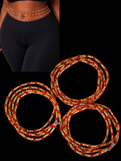 Handmade African Waist Beads for Women – Adjustable | 3 Strands (42 Inches Each)