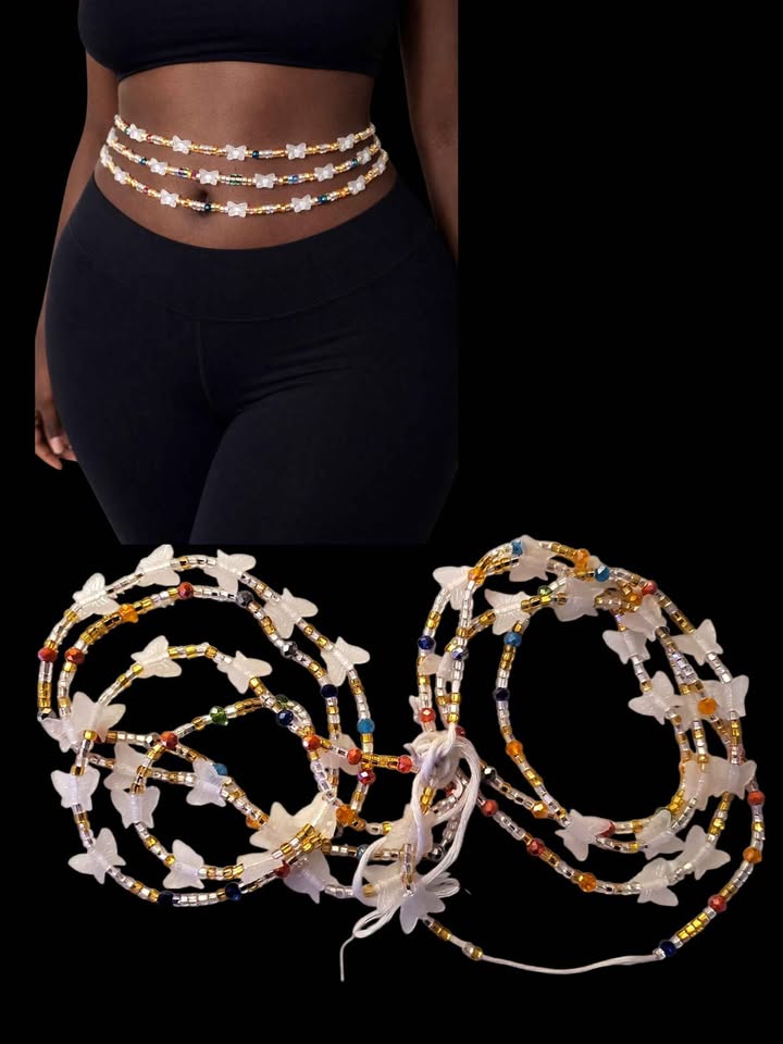 Handmade 2-Strand African Waist Beads – Adjustable | 46 Inches Each