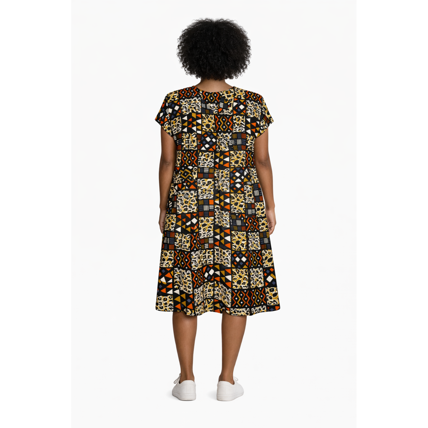 Women's African Patchwork Print Midi Dress – Bold Ankara Style