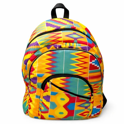African Print Large Backpack – 19” Travel & School Bag