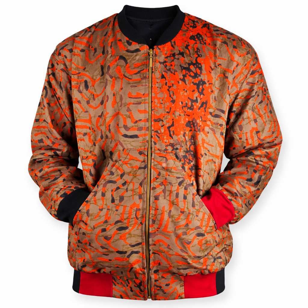 Unisex Orange Olive Abstract Bomber Jacket