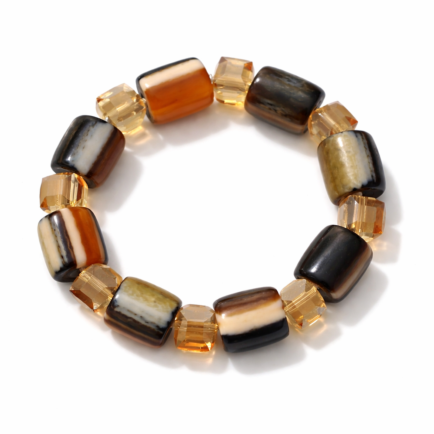 Bracelet africain en perles aux tons naturels – Bracelet extensible pour femme de 15 cm