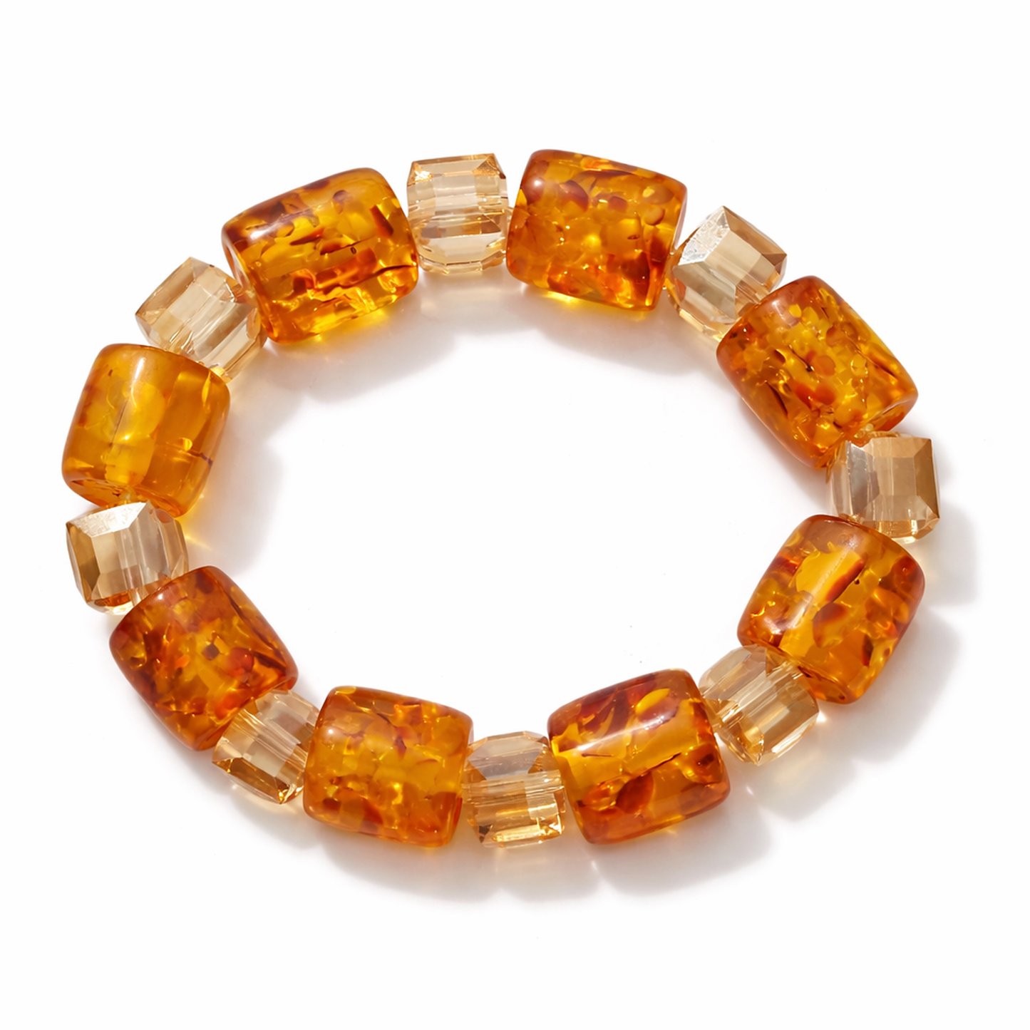 Bracelet africain en perles d'ambre doré – Bracelet extensible pour femme de 15 cm