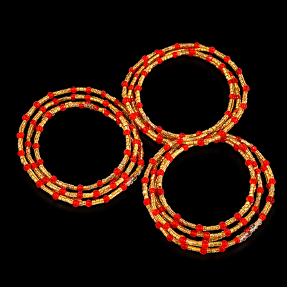 Handmade African Waist Beads for Women – Adjustable | 3 Strands (42 Inches Each)