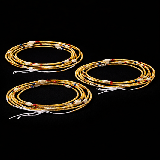 Handmade 3-Strand African Waist Beads – Adjustable | 46 Inches Each – Gold & Multicolor Accents