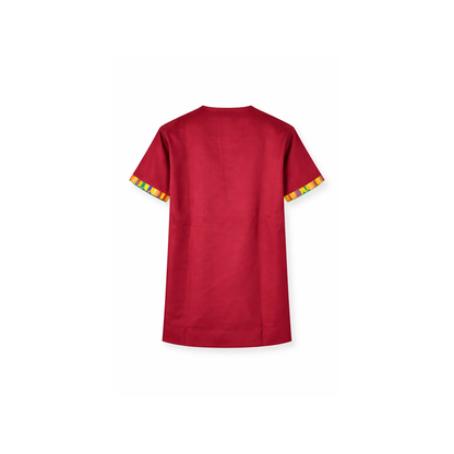Men’s Burgundy Ankara Trim Heritage Shirt