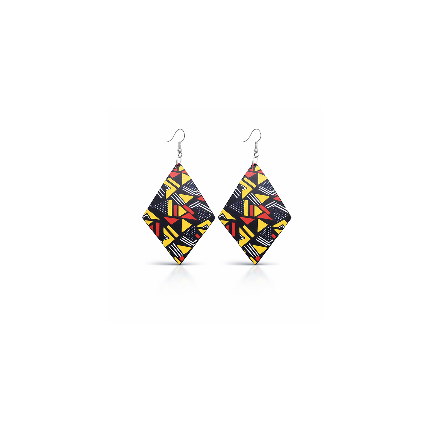 African Print Diamond Earrings – Ankara Pattern Drops
