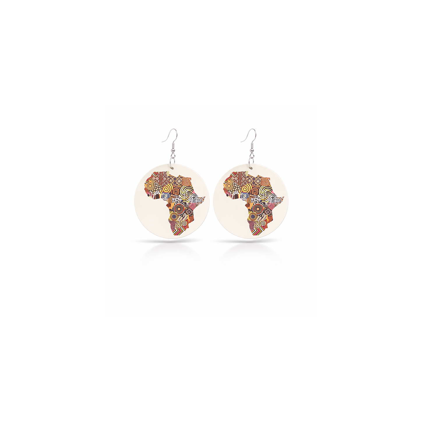 Africa Map Circle Earrings