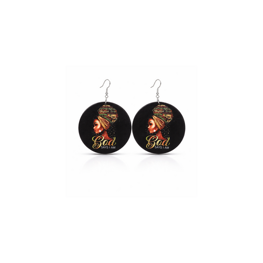 God Says I Am Afro Queen Earrings