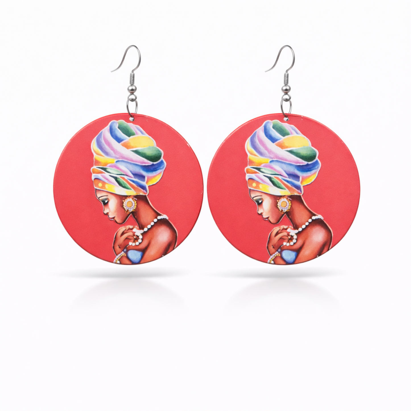 African Queen Red Background Earrings