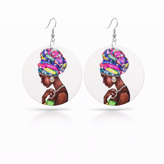 African Queen Colorful Headwrap Earrings