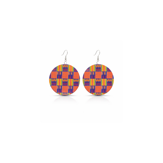 Kente Print Circle Earrings