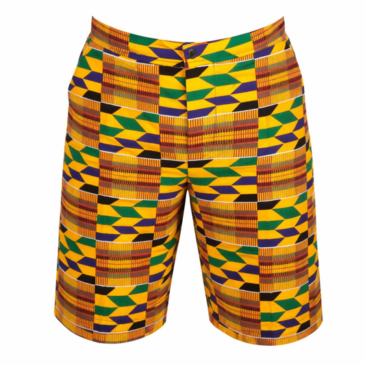 Men’s Kente Print Tailored Shorts – Premium Ankara Fabric