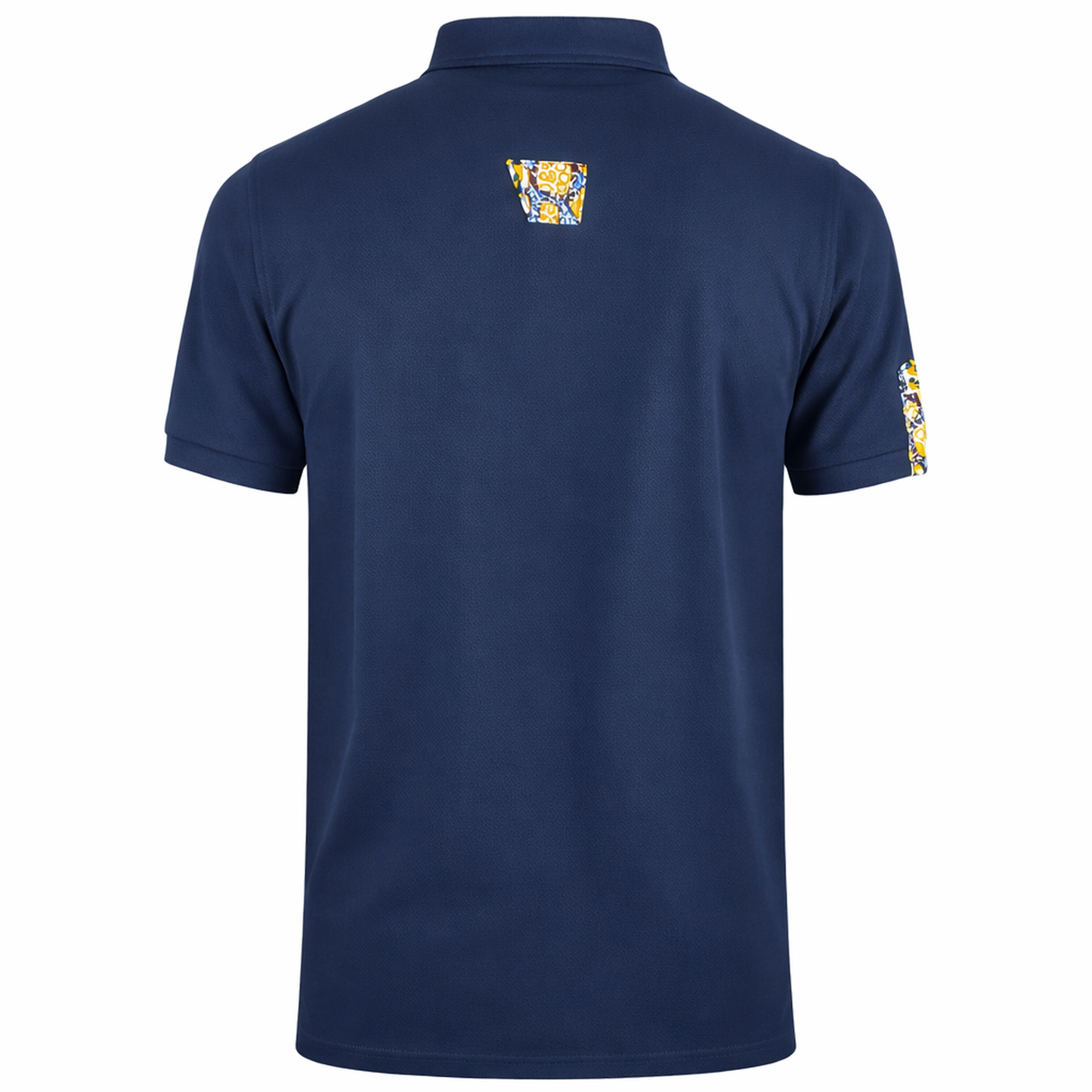 Men’s Navy African Print Polo Shirt – Modern Ankara Panel Design