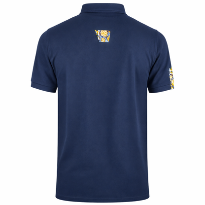 Men’s Navy African Print Polo Shirt – Modern Ankara Panel Design