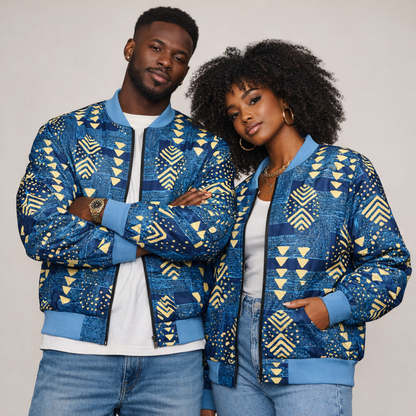 Blue & Gold Unisex Bomber Jacket