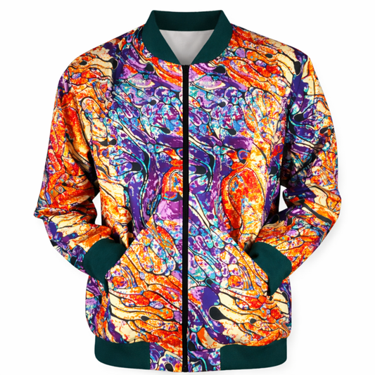Unisex Vibrant Abstract Print Bomber Jacket