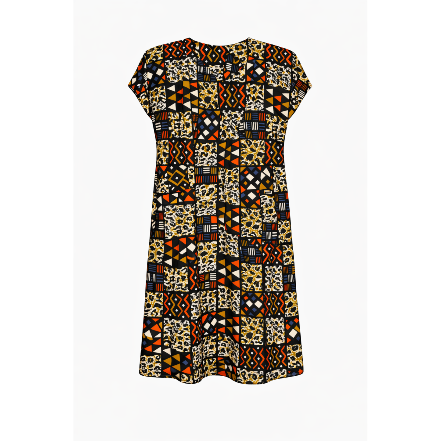 Women's African Patchwork Print Midi Dress – Bold Ankara Style