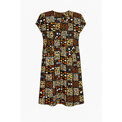 Women's African Patchwork Print Midi Dress – Bold Ankara Style