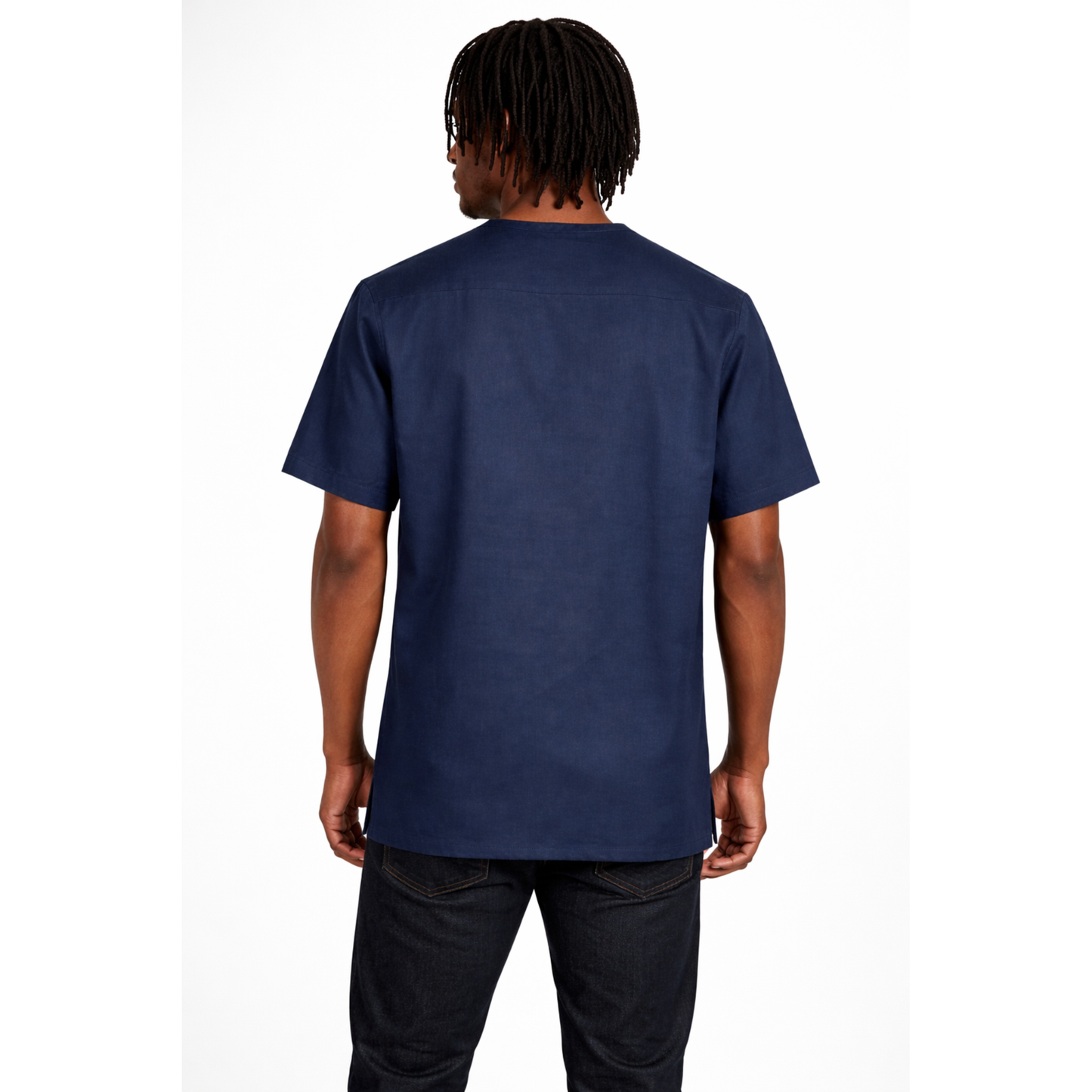 Chemise stretch bleu marine pour homme à imprimé africain – Panneaux Ankara Heritage