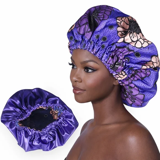 Purple African Satin Stretch Bonnet