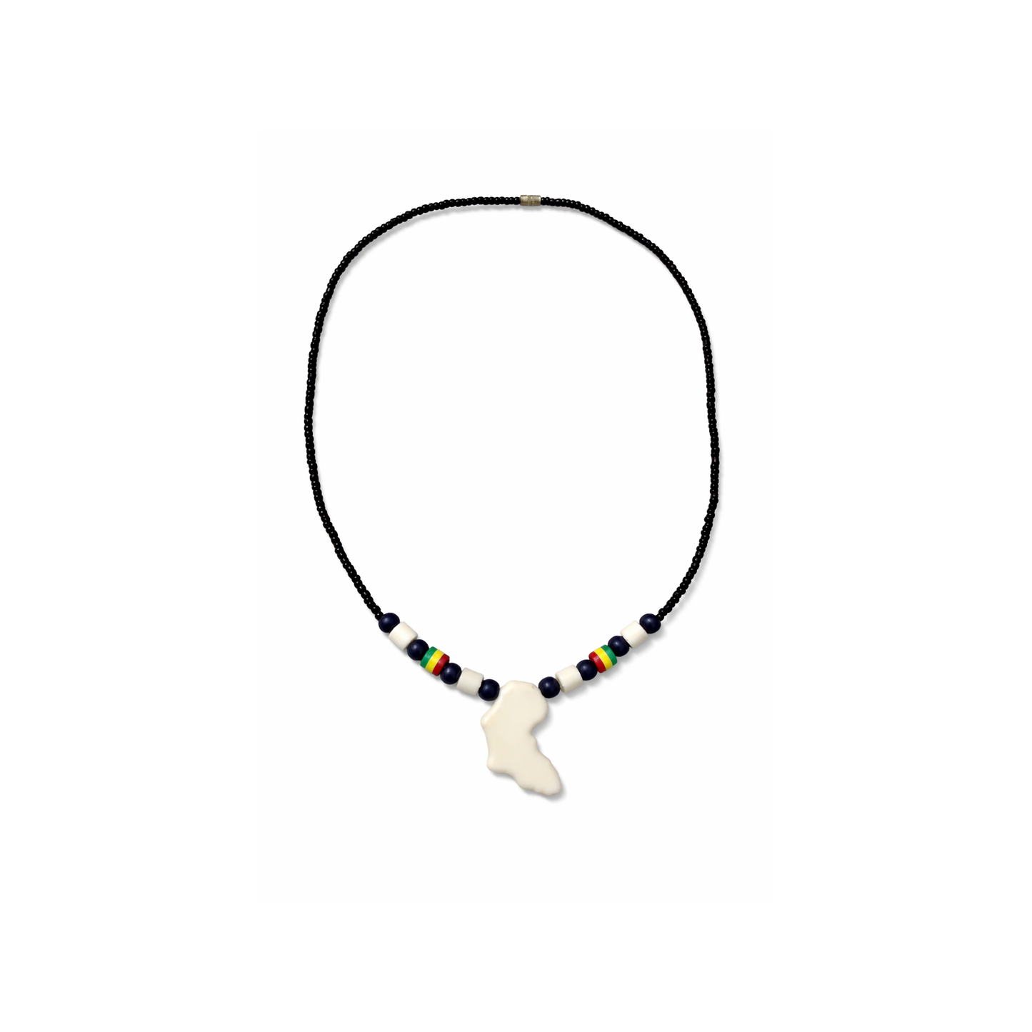 Africa Unity Pendant Necklace – 18 Inch Unisex Black Beaded Statement Piece