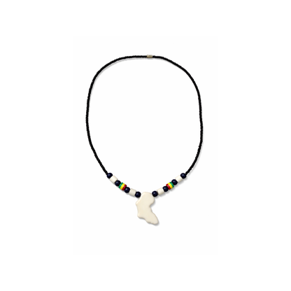 Africa Unity Pendant Necklace – 18 Inch Unisex Black Beaded Statement Piece