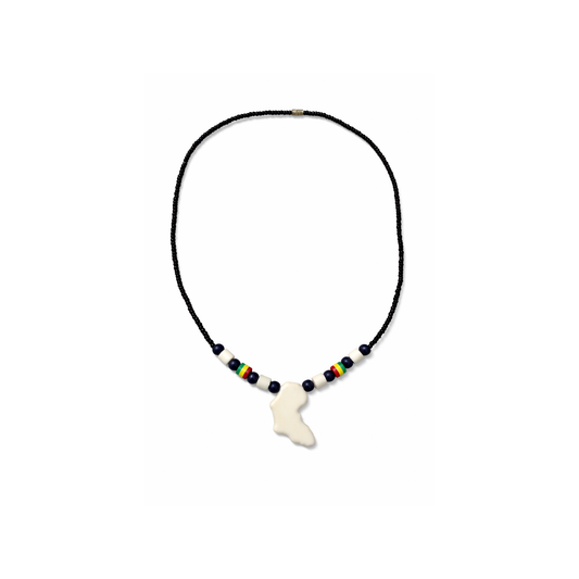 Africa Unity Pendant Necklace – 18 Inch Unisex Black Beaded Statement Piece