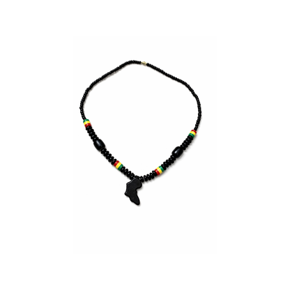 Midnight Africa Pendant Necklace – 20 Inch Unisex Black Beaded Statement Piece