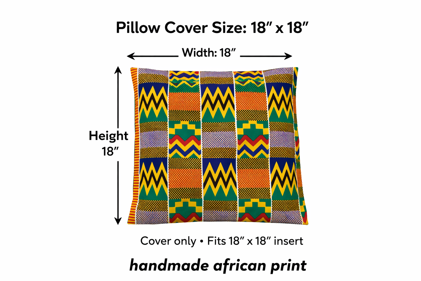 African Kente Patchwork Throw Pillow Covers – Set of 4 (18×18)